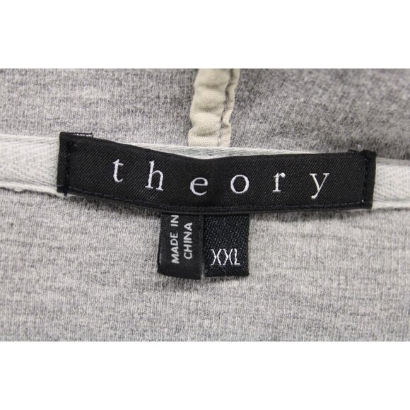 Theory Women's Grey Hoodie Sweatshirt Cotton Full Zip Sz 2XL - Picture 6 of 8
